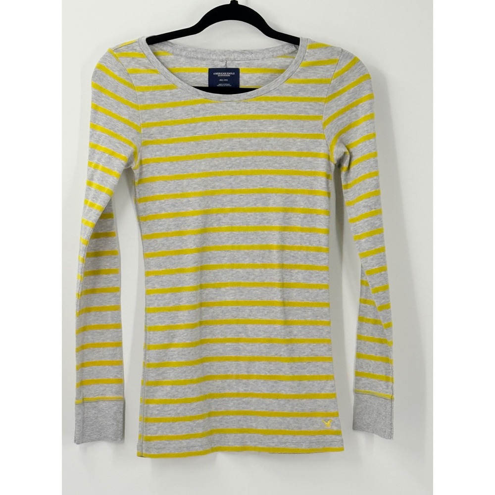 Y2K American Eagle Womens sz M top Striped Long Sleeve preppy grunge layering